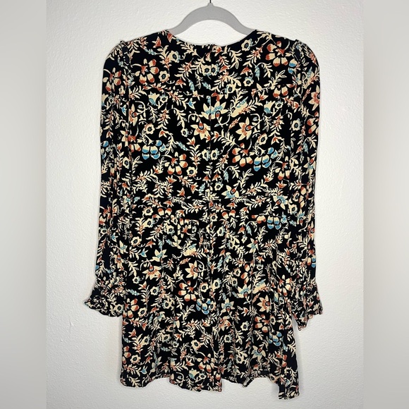 H&M Black Floral Long Sleeve Mini Dress - Size 6 (US) - Picture 7 of 8